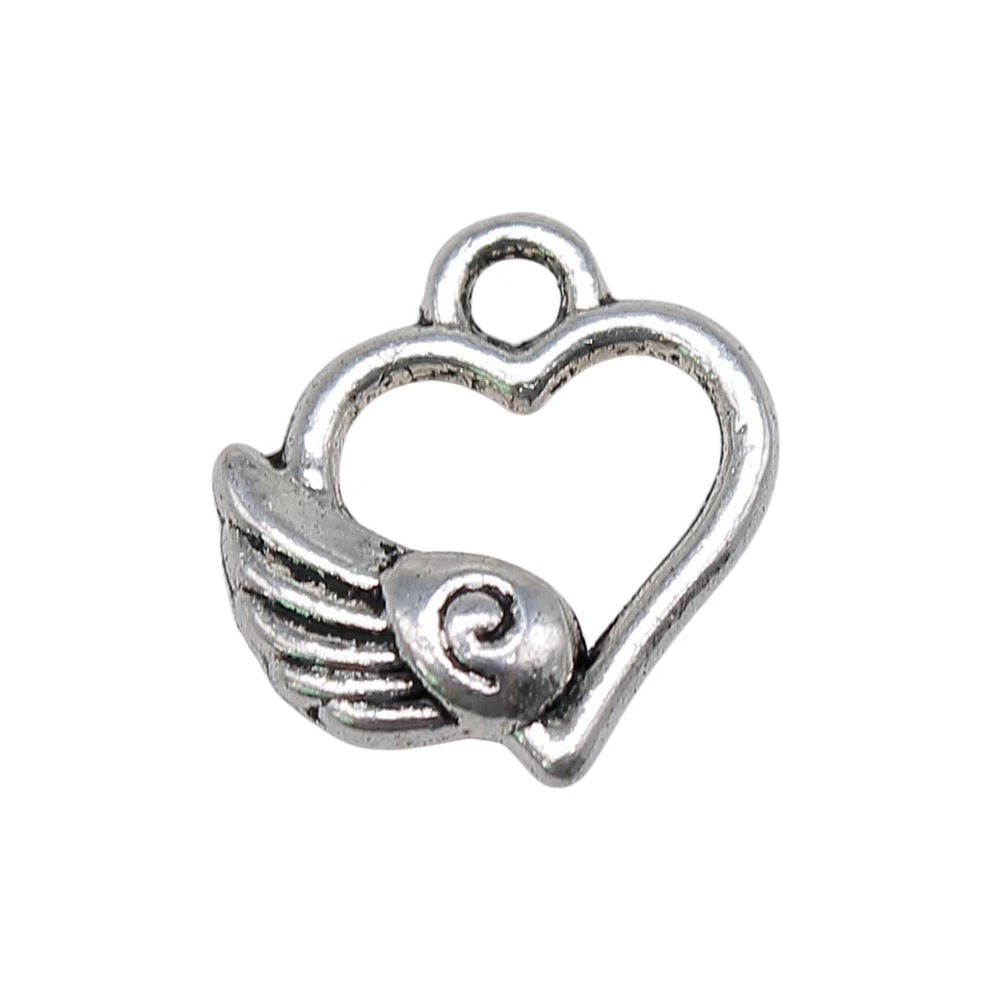 Car Pendant Angel Wing Heart Charms Jewelry Making Supplies 14x12mm 20pcs