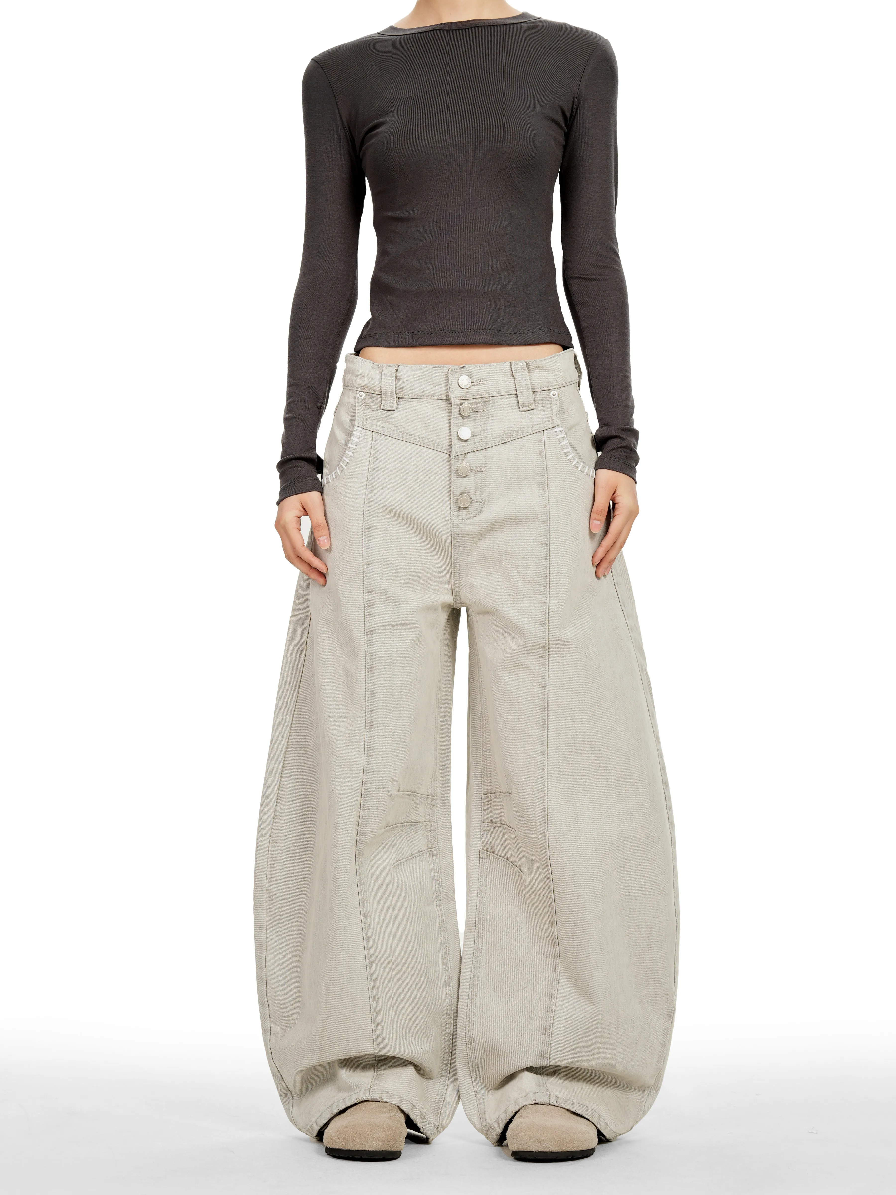 Calça Jeans Americana Retrô de Botão Único Desconstruída com Corte Largo e Solto para Homens e Mulheres - Conforto e Estilo C...