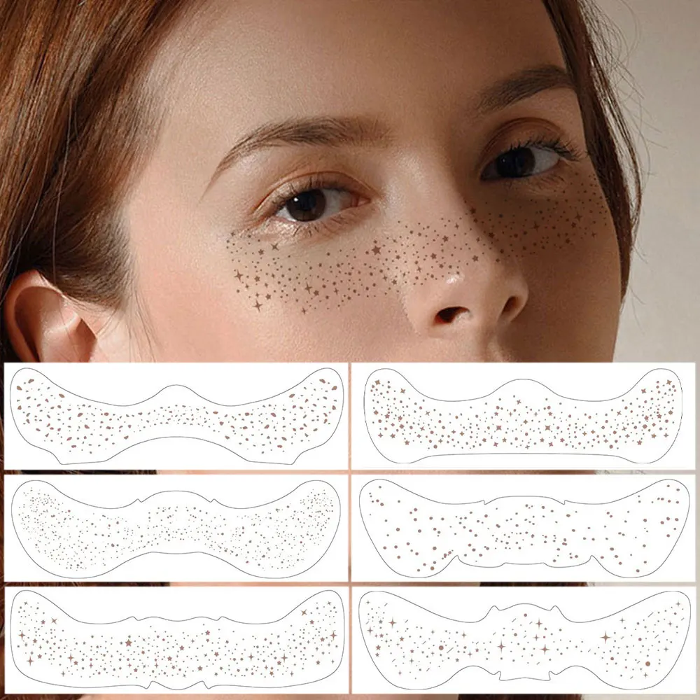 

6pcs Freckle Tattoo Stickers for Women Waterproof Temporary Tattoo Stickers Party Eyebrow Face Makeup Freckle Fake Tattoo