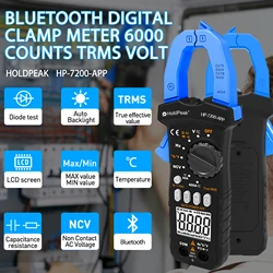 HP-7200APP Wireless Bluetooth Clamp Meter 6000 Count Auto Range Bluetooth Clamp MultimeterDC/AC True RMS Continuity Buzzer Meter