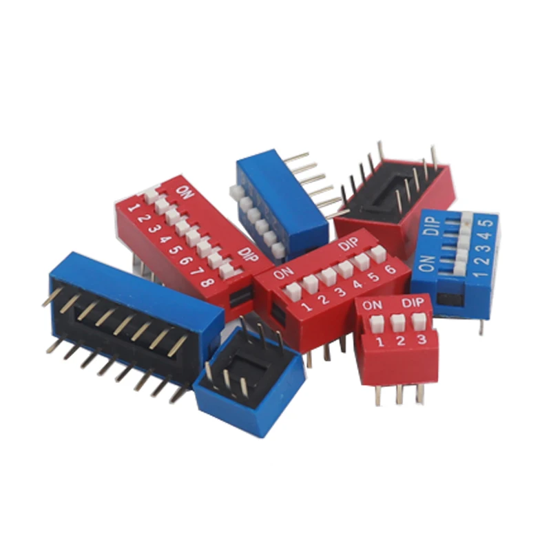 【10-5PCS】Slide Type Switch Module 1 2 3 4 5 6 7 8 10PIN 2.54mm Position Way DIP Pitch Toggle Switch Blue Snap Switch Dial