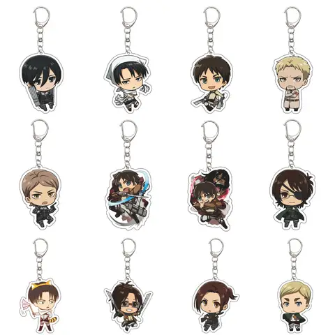 55MM Anime Attack on Titan Keychain Eren Jaeger/Mikasa Ackerman/Armin Arlert Key Chain Acrylic Model Plate Christmas Gifts