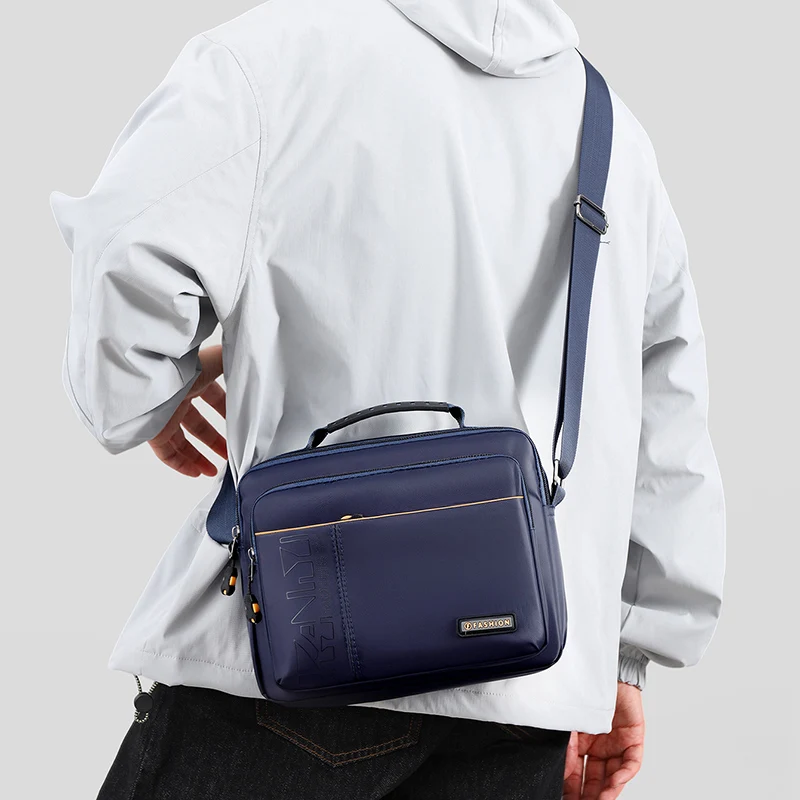 Wasserdichte Herren-Umhängetasche mit großem Fassungsvermögen – Robuste Nylon-Umhängetasche mit mehreren Taschen für Reisen und Arbeit – Detail 7