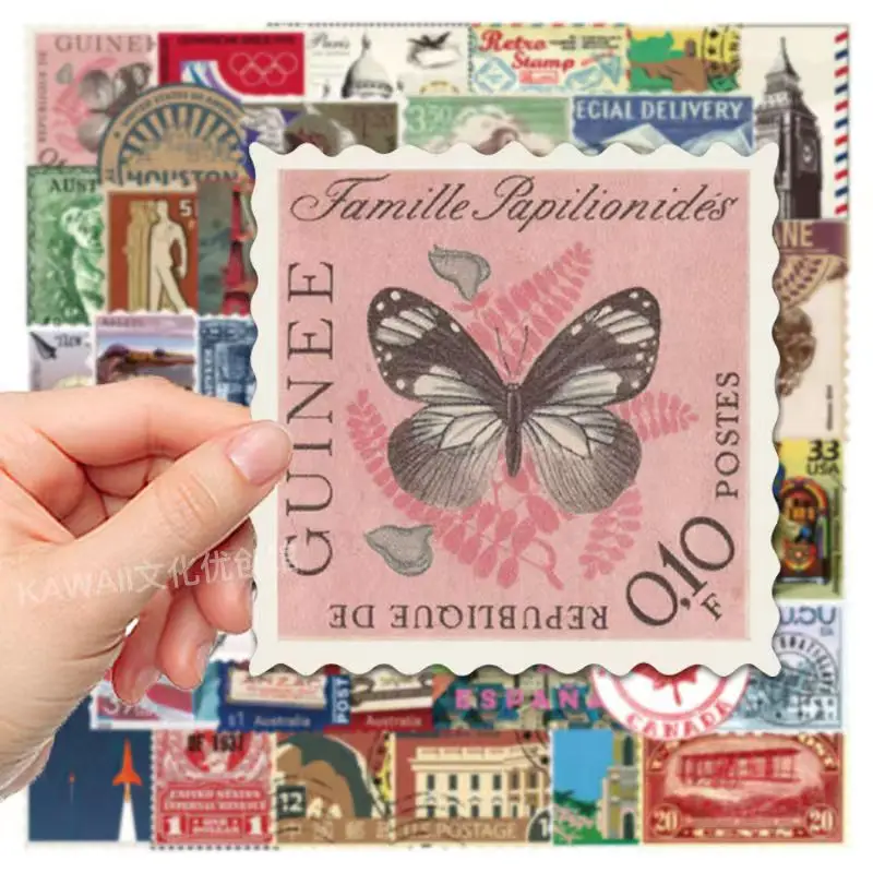 Kunst Retro Briefmarken Graffiti Aufkleber DIY Skateboard Telefon Fall Gepäck Selbst-Adhesive Aufkleber Decals Aufkleber Kind Spielzeug