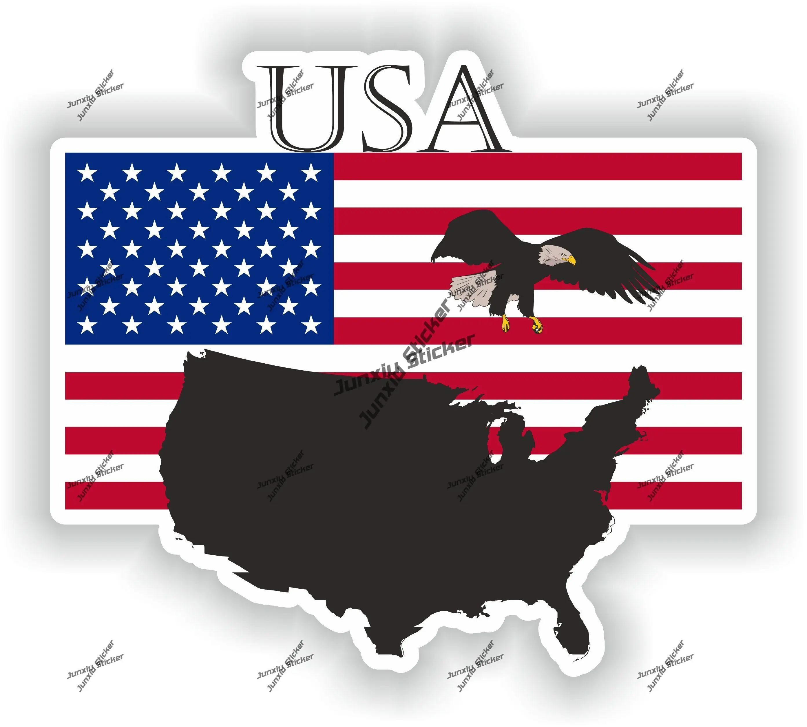 

United States USA Sticker Coat of Arms of United States American Flag with Graphical Outline Emblem Scratch-Proof Decal for SUV