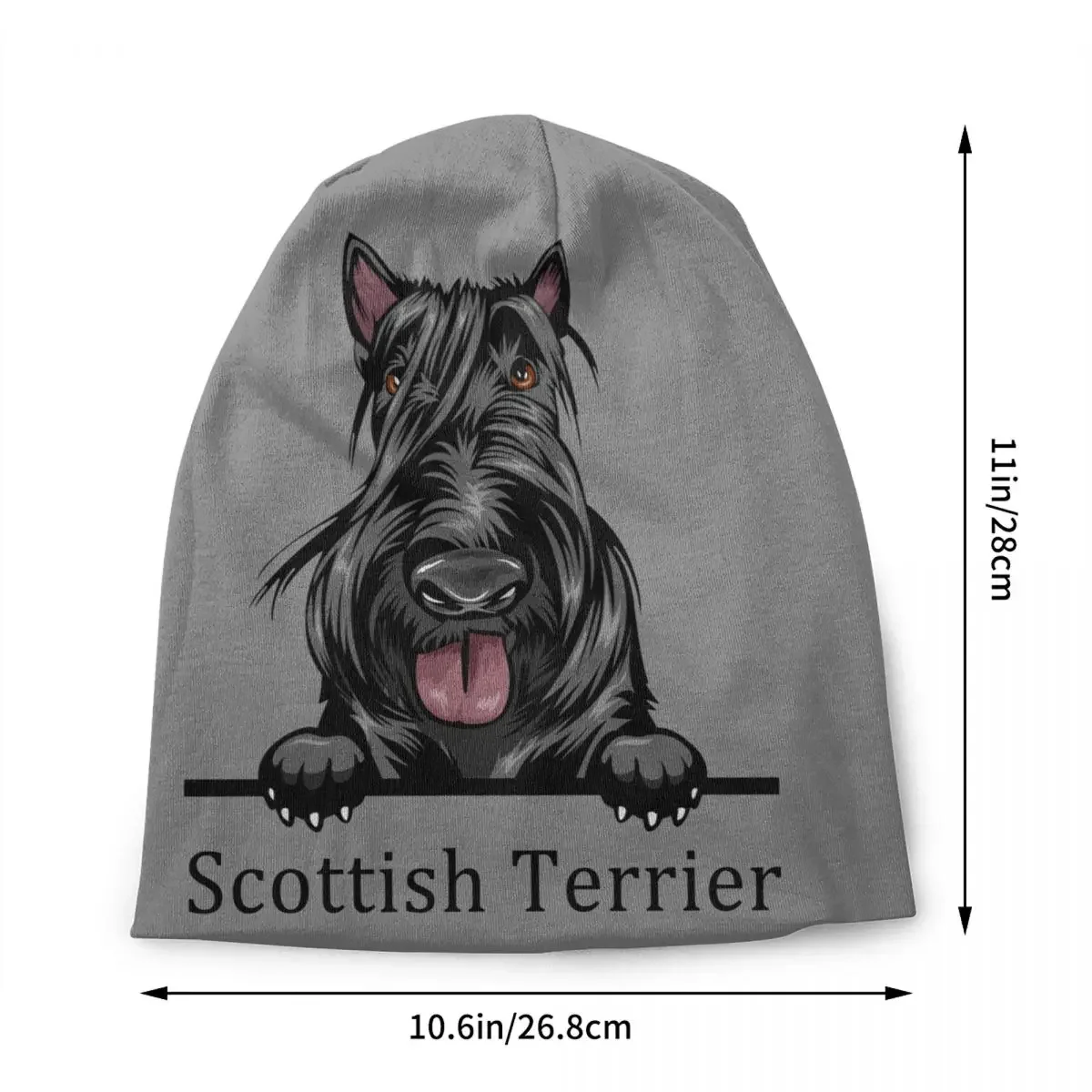 Peeking Dog Scottish Terrier Skullies Beanies Caps Cool Winter Warm Men Women Knit Hat Adult Unisex Pet Animal Bonnet Hats