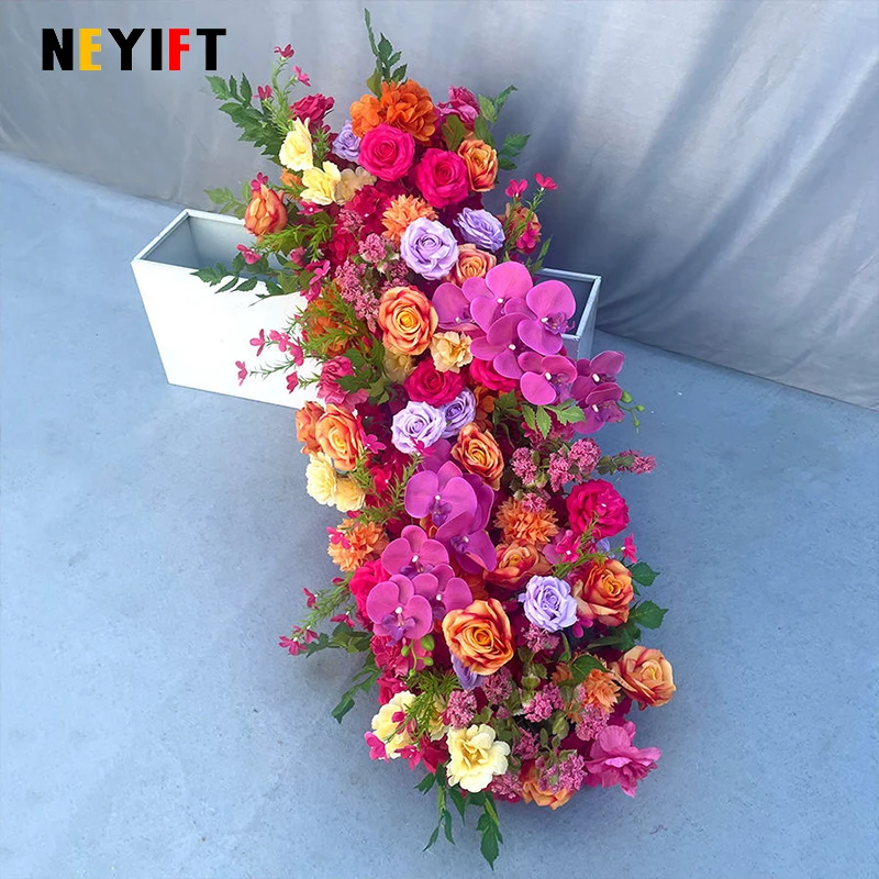 Rose Flower Row Decor Event Wedding Backdrop Arch Frame Banquet Table Runner Floral Arrangement Window Display Stage Props