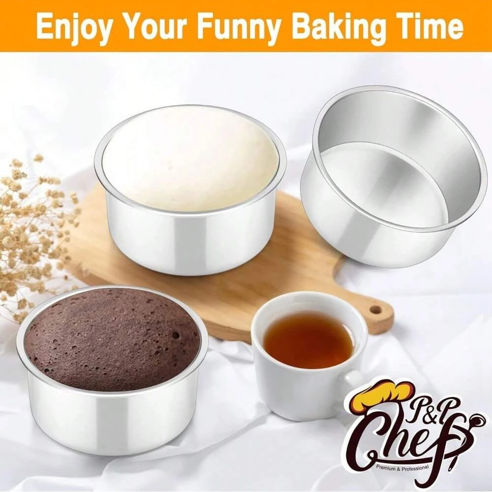 4PCS Small Aluminum Cake Pan 4 Inch Solid Baking Mold Easy Clean Round Baking Tins Bakeware for Mini Pizza