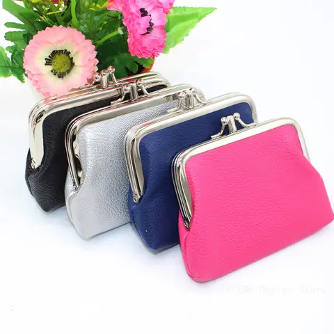 New Women Coin Purse Candy Color Double Layer Card Holder Girls Simple PU Buckle Wallet Lipstick Portable Money Purse Pocket Bag