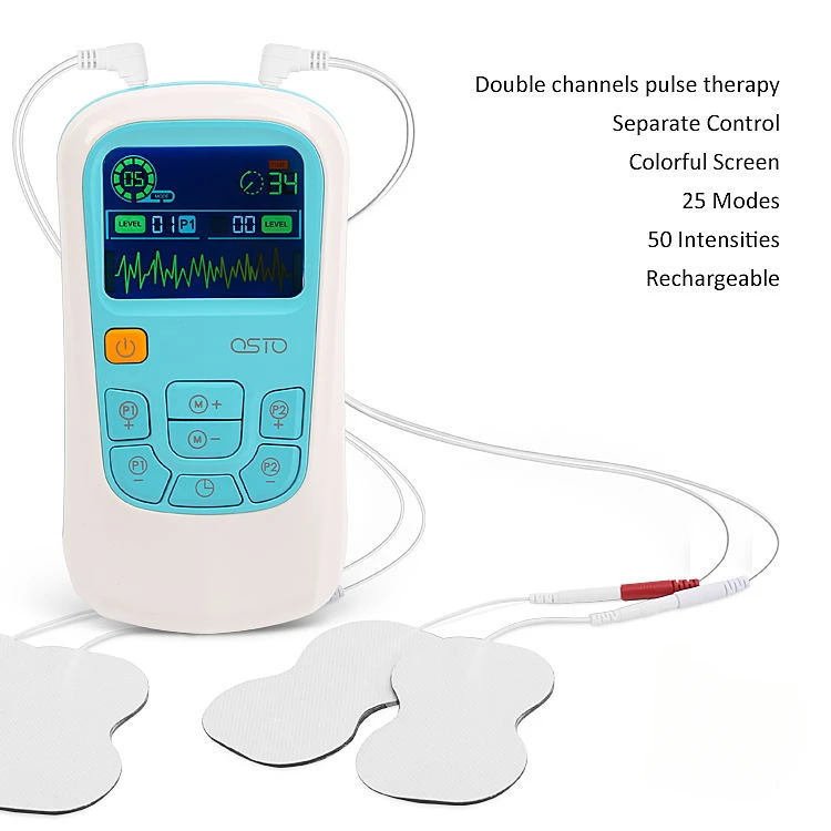 Dual Channel TENS Unit Muscle Stimulator Machine with 25 Modes 4 TENS Unit Electrode Pads rehabilitation physical therapy