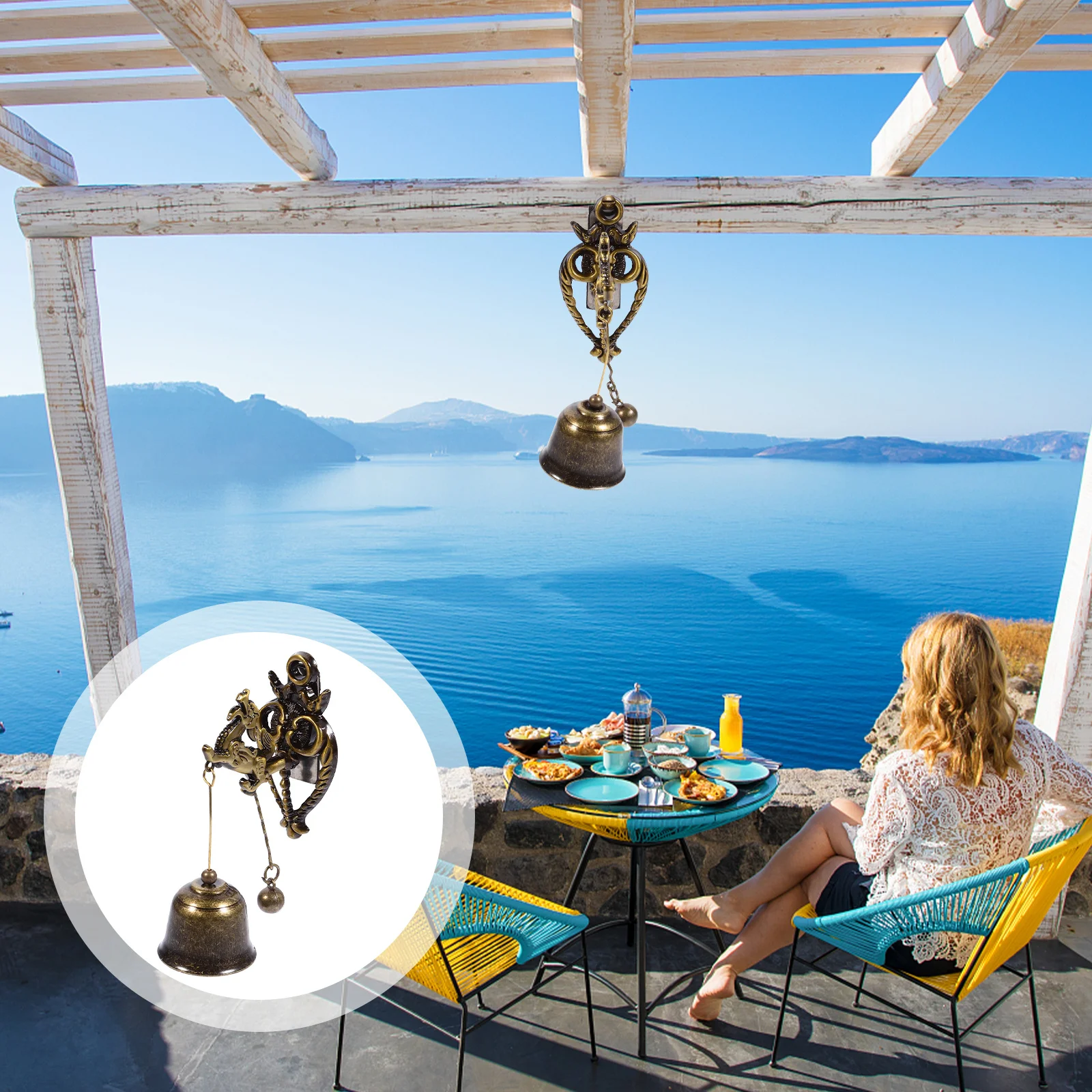 الرجعية جرس الباب الحيوان جرس الباب المعدني أجراس سبيكة الزخرفية للمنزل مدخل خمر معلقة الرياح الرنين قلادة #3