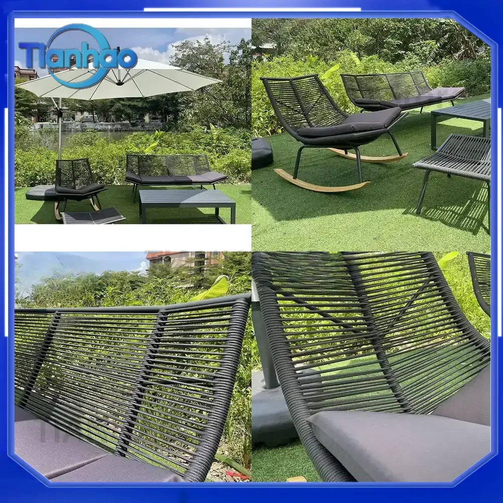 Nordic Courtyard Sofa for Balcony Living Room Outdoor Rocking Chair for Hotel B&B Resort Lazy Sofa Outdoor Furniture