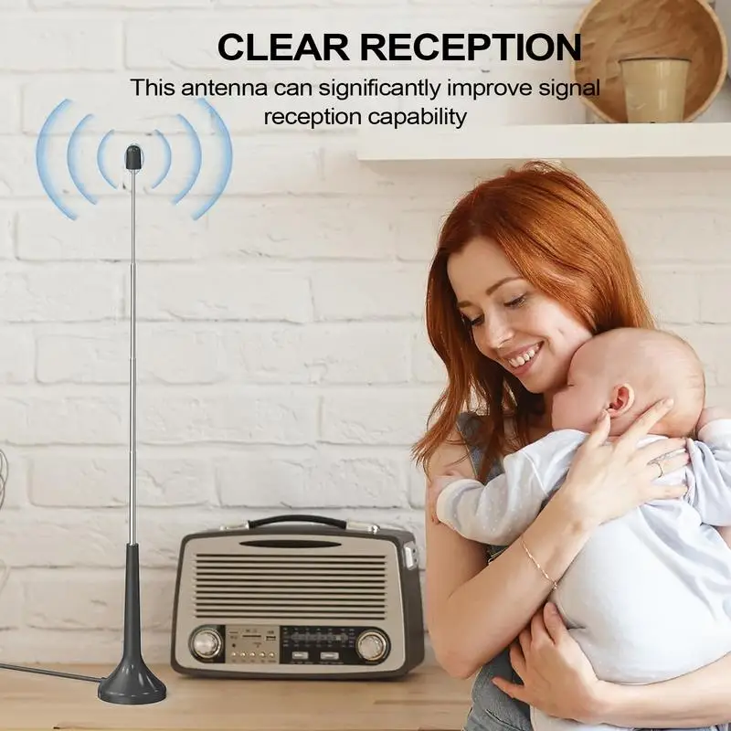 FM Telescopic Antenna Long Range Reception Indoor TV AM FM Radio Stereo Receiver Portable Signal Booster Television Receiver