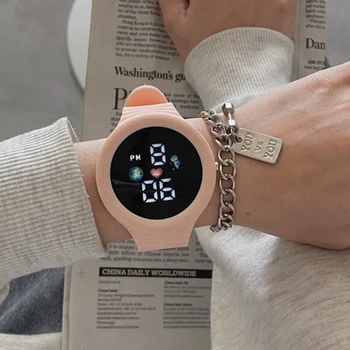 Erkekler ve kadınlar için spor saat su geçirmez elektronik saat silikon kayış öğrenci çocuk dijital bilek saatler