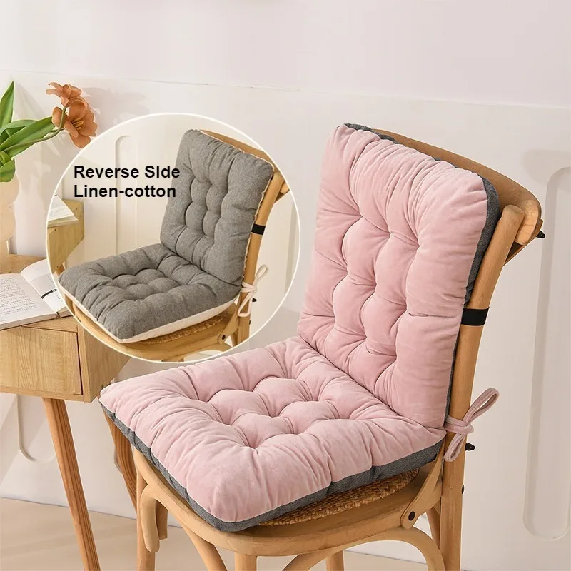 1PC One-piece  Double-Sided Chair Cushion, Linen-Cotton Reverse & Skin-Friendly Front, Ergonomic Design for Long-Lasting Comfort