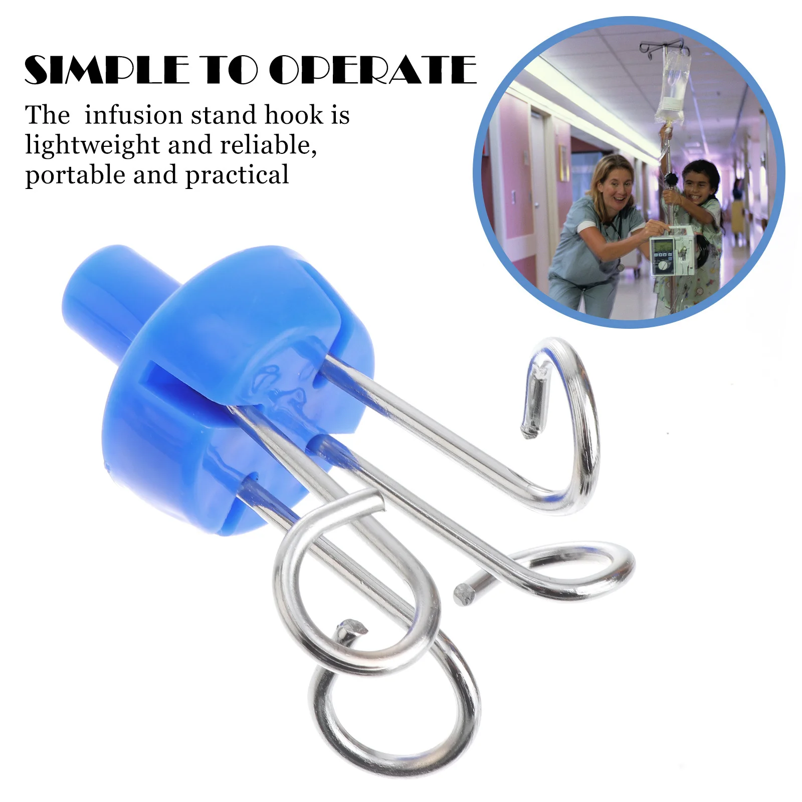 

3Pcs Infusion Stand Hanging Hooks Stainless Steel Durable Practical Hooks for Vertical Infusion Poles Clinic Hospital