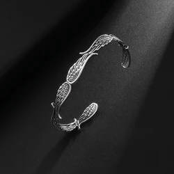 New Retro Creative Design Angel Wings Metal Open Bracelet Bracelet Men Women Cool Glamour Party Bike Jewelry