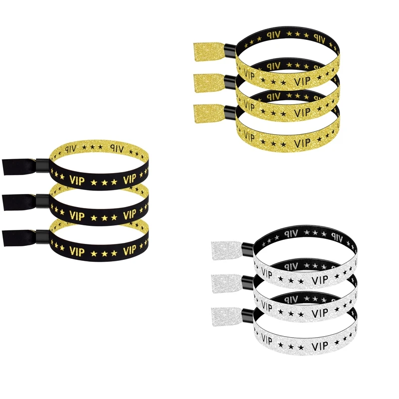 100er Pack VIP-Stoff Event Armband, einfarbige Stoff Armbänder, Farbe Armbänder für Aktivitäten, Partys (Silber) langlebig