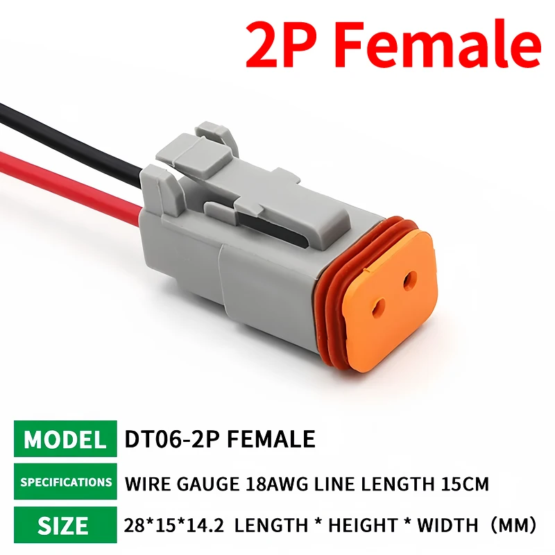 2 Pin DT04-2P DT06-2S Waterproof Connector with 15cm Cable - Heavy Duty Electrical Plug Socket for Car, Truck, Motorcycle & Boat T&I Online Store