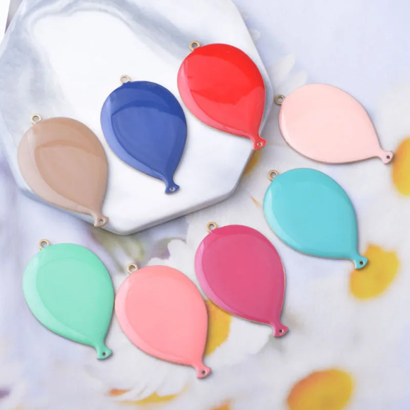 

6 шт., медь, двусторонняя эмаль, шарик горячего воздуха, подвески, красочные женские ожерелья, серьги, подвеска в виде капли масла, ювелирные аксессуары «сделай сам»