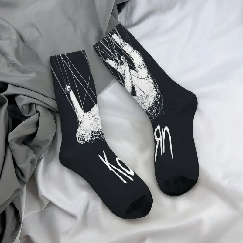 Custom Kawaii Mens Heavy Metal Music Rock Roll Dress Socks Unisex Comfortable Warm 3D Printing Band Kornes Crew Socks