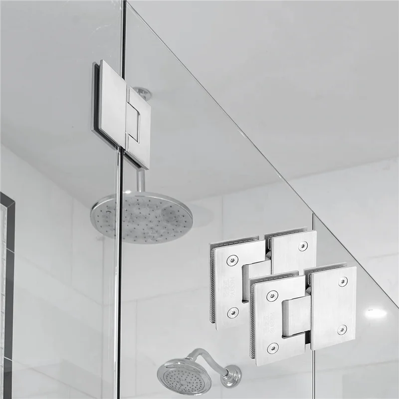 

2Piece Frameless Glass Shower Door Hinges Brushed Nickel Shower Door Hinges Heavy Duty 304 Stainless Steel