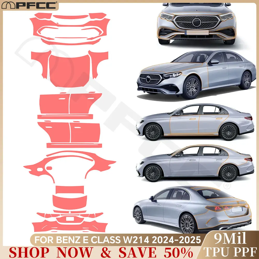 

For Mercedes Benz E Class W214 2024 2025 TPU Paint Protection Film Clear Bra Car Body Anti-scratch Resistant Pre-cut PPF Decal