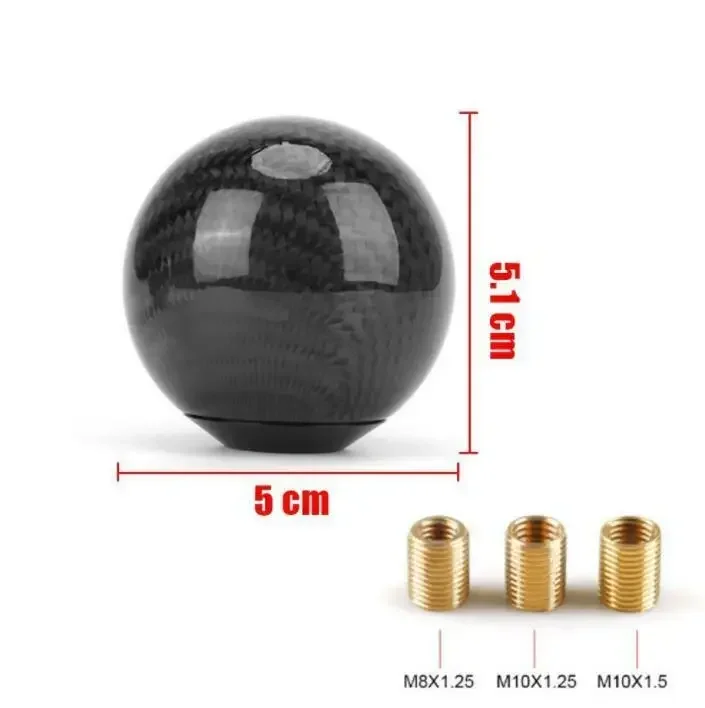 

Универсальная ручка переключения передач круглой формы шарика автомобиля черного цвета из углеродного волокна LOOK M8 M10 M12