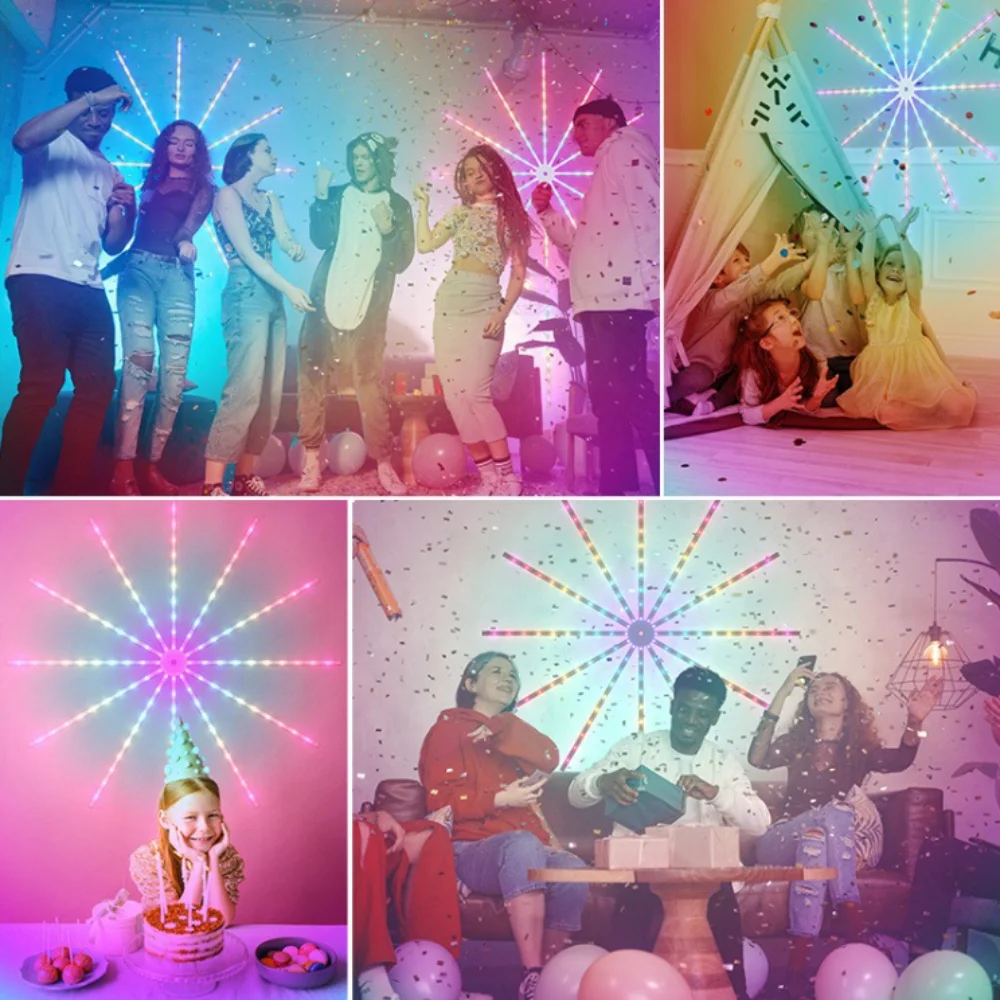 Fita de Luz Ambiente DC5V USB com Efeito de Fogos de Artifício, Módulo de LED Endereçável Individualmente, Controle Remoto, Bluetooth e Aplicativo para Música