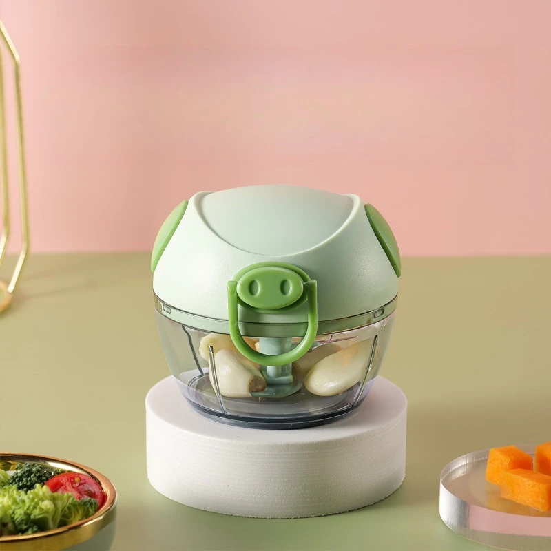 Mini Manual Garlic Chopper Portable Plastic Kitchen Tool for Ginger Pepper Vegetable