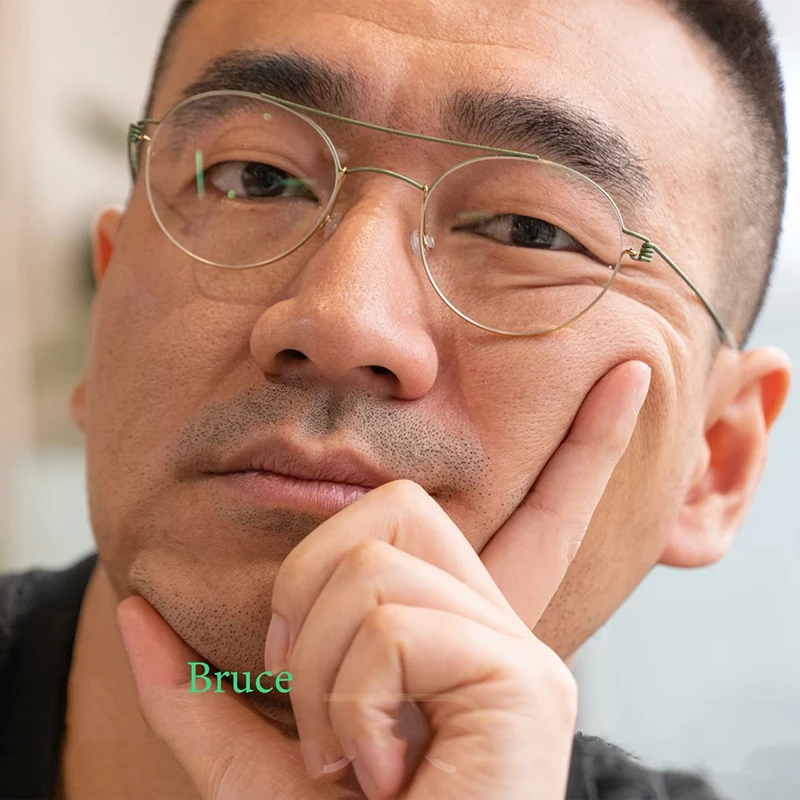 الدنمارك الرجال الطيار التيتانيوم النقي إطار نظارات دائرية بروس موضة النساء شعاع مزدوج النظارات لا المسمار نظارات خفيفة #5