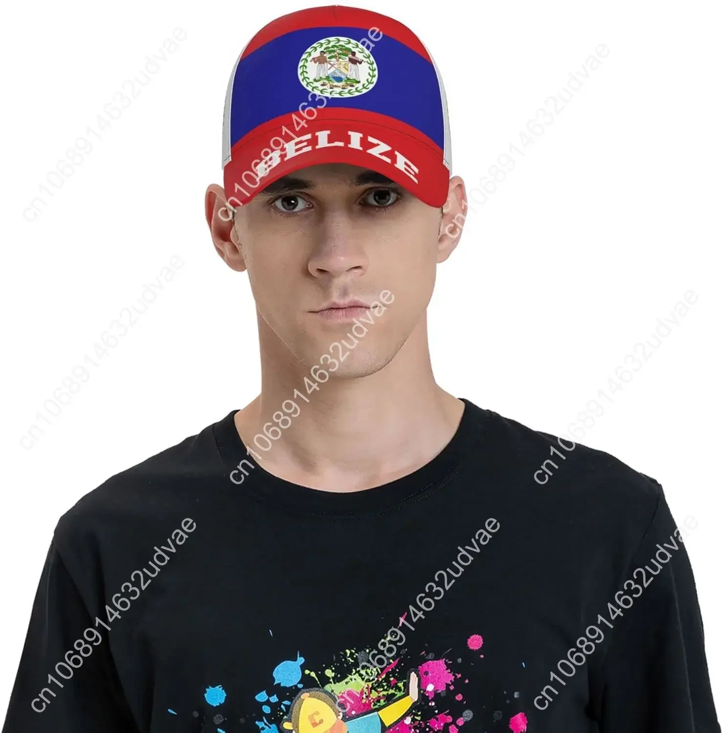 Belize Vlag Belizean Baseball Cap Volledige Print Volwassen Mannen Hoed Patriottisme Supporter Voetbal Caps Zwart