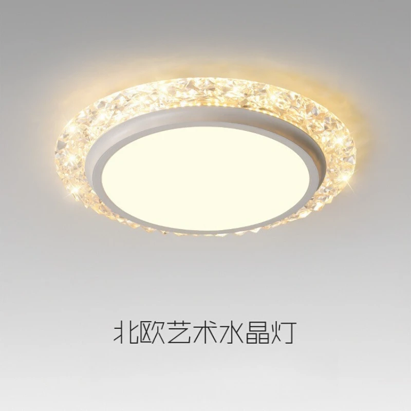 Modern New Round Crystal Ceiling Light LED Living Room Bedroom Entrance Hallway Balcony Bathroom Kitchen Household Minimalist