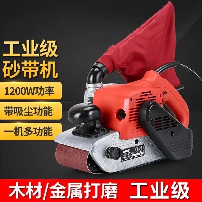 High Power Portable Belt Sander for Woodworking Metal Polishing Flat Surface Sanding Machine with Adjustable Speed and Dust