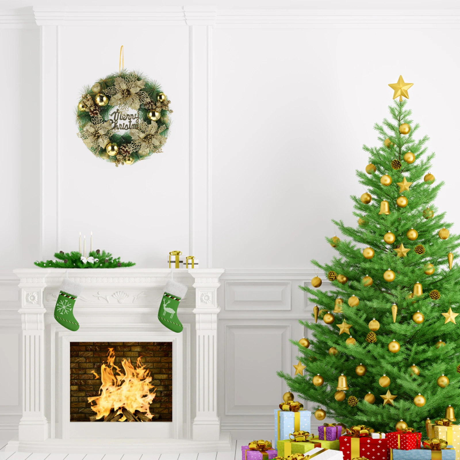 

Christmas Needles Garland Holiday Door Door Hanging Wreath Decor Hanging Ornaments Festive PVC Foam Christmas Wreath