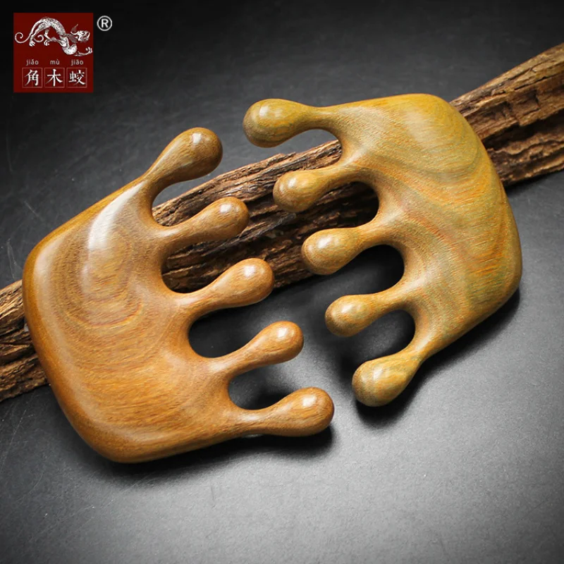 Green Sandalwood for Massage and Hair Styling, Solid Wood Large-Toothed Comb