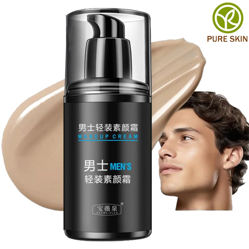 Crema BB para Hombre 50g, Blanqueadora Natural, Revitalizante, Nutritiva, Iluminadora, Base de Maquillaje, Tono Uniforme, Resistente al Agua, Crema Facial Práctica