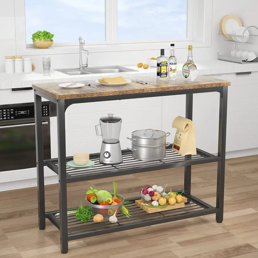 Small Console Table, Sofa Table with Double Mesh Shelves, Industrial Entryway Table for Entryway, Hallway, Foyer, Front Hall, S