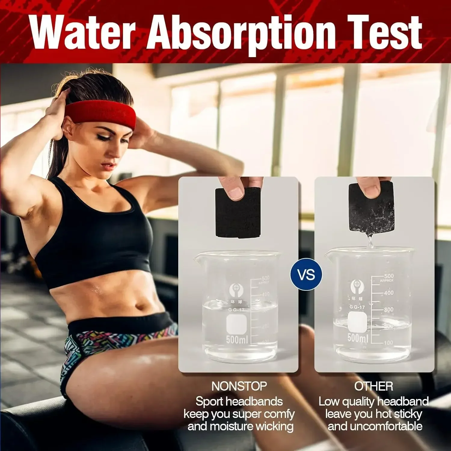 Women Men Fashion Sports Wristband Set Cotton Headband Sweatband for Cycling Gym Basketball Tennis FHD01 view 5