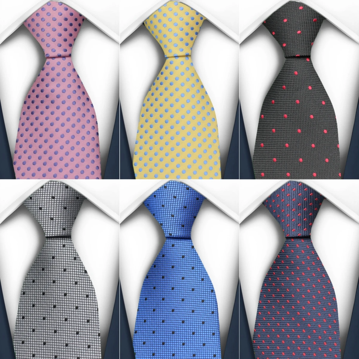 

Мужской модный повседневный галстук 7 см, синий, розовый, желтый галстук в горошек, деловой свадебный официальный аксессуар