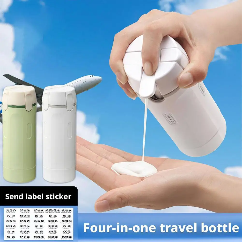 Garrafas dispensadoras de viagem 4 em 1 - sem BPA à prova de vazamentos, aprovadas pela TSA para shampoo, loção e cosméticos, armazenamento portátil para viagens