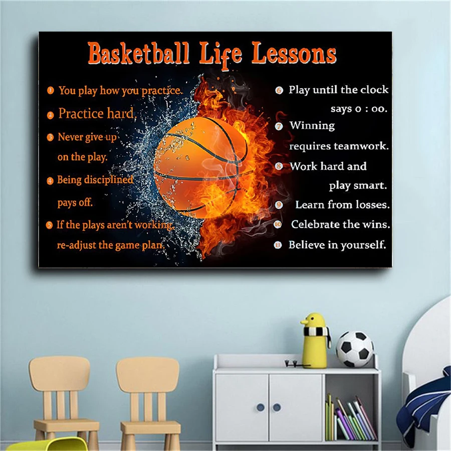 Diamond Painting Basketball Life Lessons Motivational Poster 5D Diamond Mosaic DIY Cross Stitch Kits Crystal Painting Wall Decor