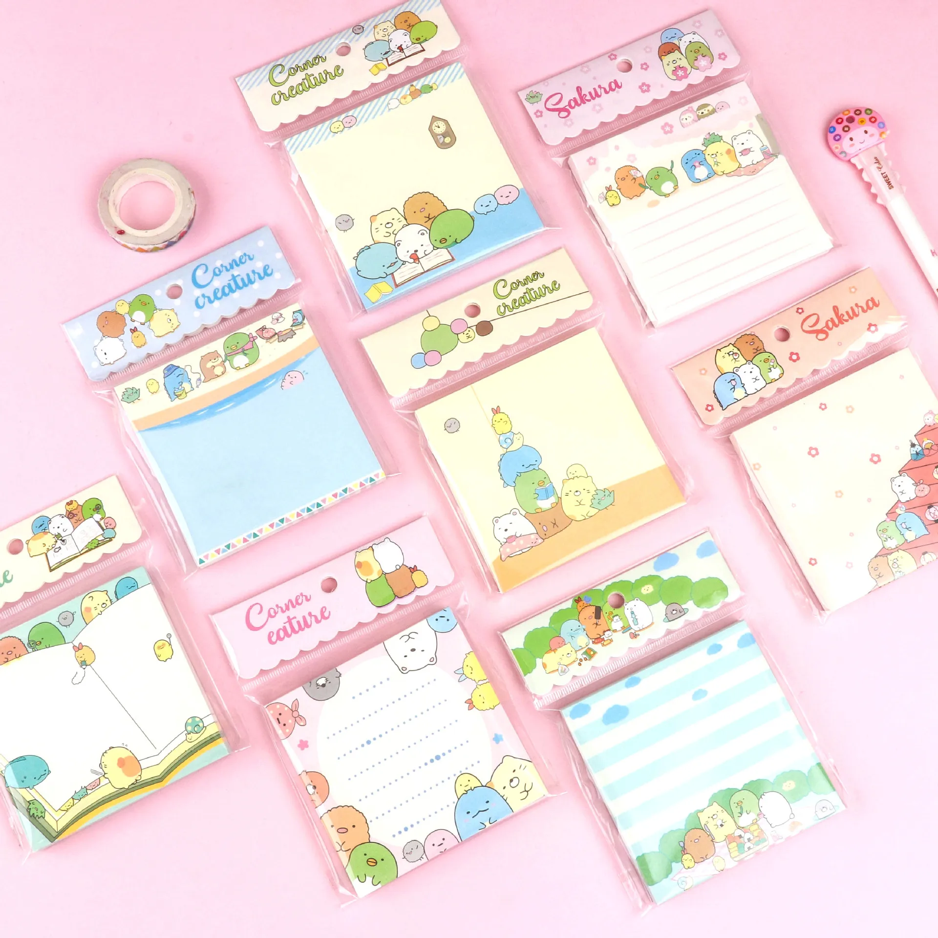 80/50 Sheets SUMIKKO GURASHI Animal Note Paper Simple Style Plaid Message Memo Pad Kawaii Origami Notepad kids Stationery gift