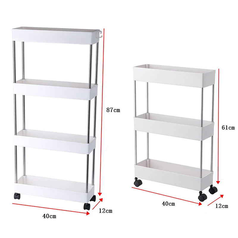 Chariot de Rangement Multifonctionnel à Haute Capacité pour Gagner de l'Espace, Étagère Verticale Roulante sur Pied, Mobile, à 3/4 Niveaux, pour la Cuisine