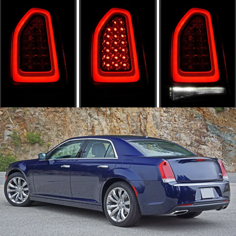 Black Tail Light For Chrysler 300 2015-2023 LED Rear Tail Light Brake Lamp Driving Lamp Turn Signal Light CH2800212 CH2801212