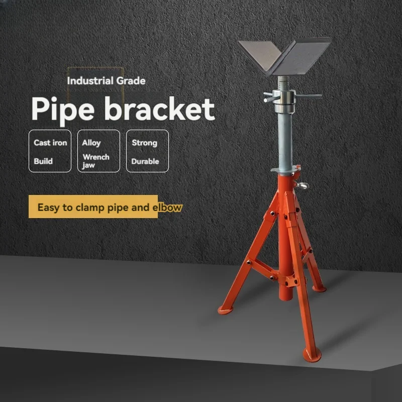 

Pipe Holding Stand with Roller Head V-Head 2 Ball Transfer Folding Tripod Jack 12in Pipeworking Supporting Clamped Tool