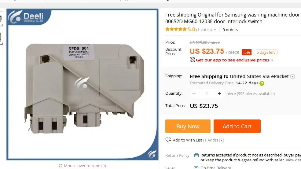 غسالة باب التبديل SFDS 001 DC64-00652D MG60-1203E باب التعشيق