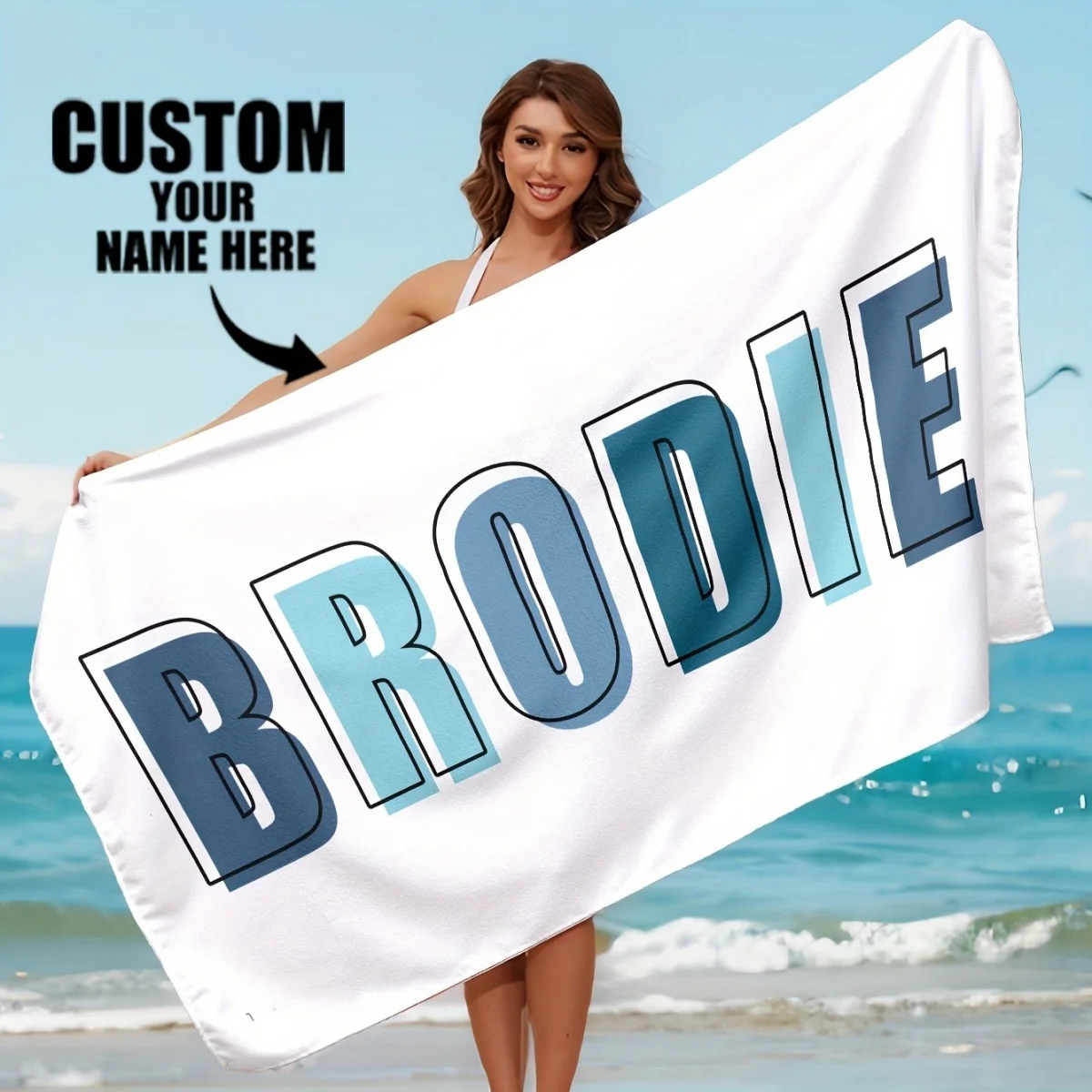 Custom Beach Towels – Modern style, personalized designs, quick-drying, machine-washable, durable, and high-quality.