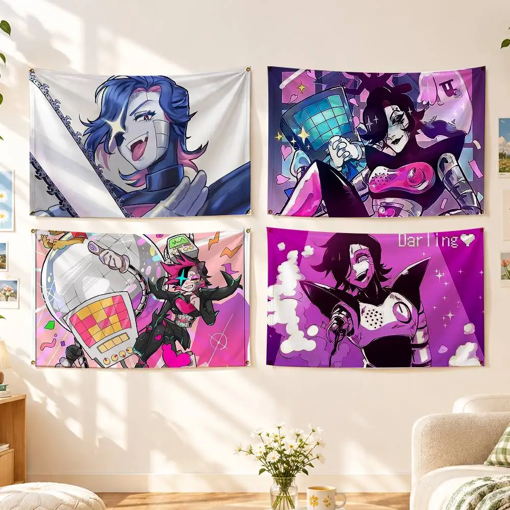 Game Mettaton U-Undertale Flags Wall Hanging Background Art Banner for Bedroom Home Outdoor Decor