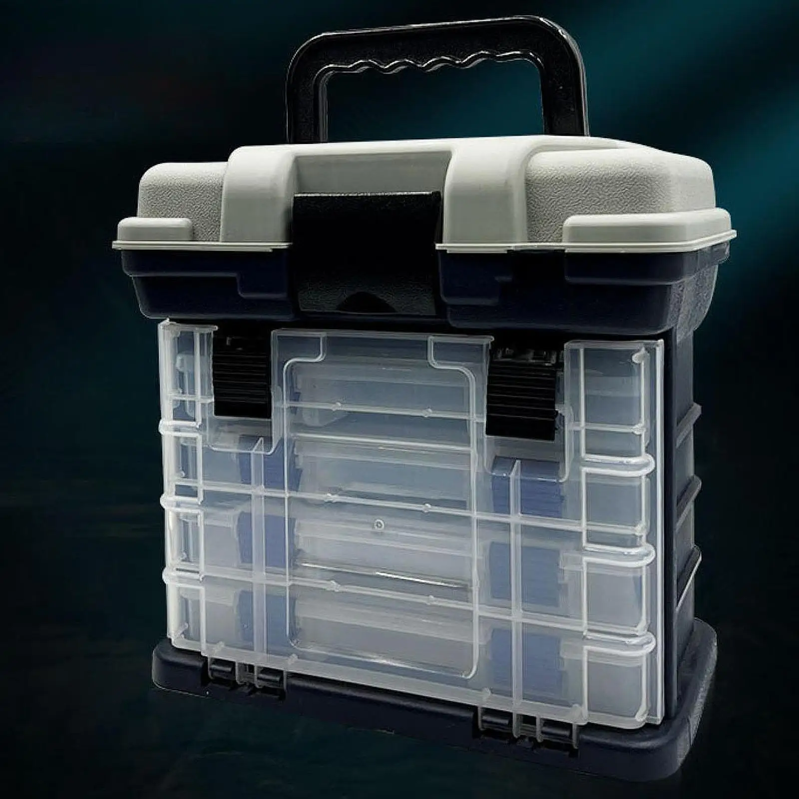 

Fishing Tackle Box 4 Layers Fishing Case Removable Trays Storage Bin for